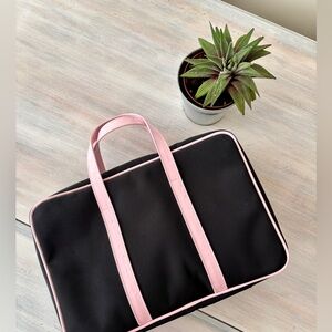 Trina Black & Pink Travel Case/Cosmetic Tolietry Bag with Dual‑Zip Compartments.